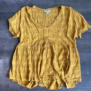 Mustard flowy shirt